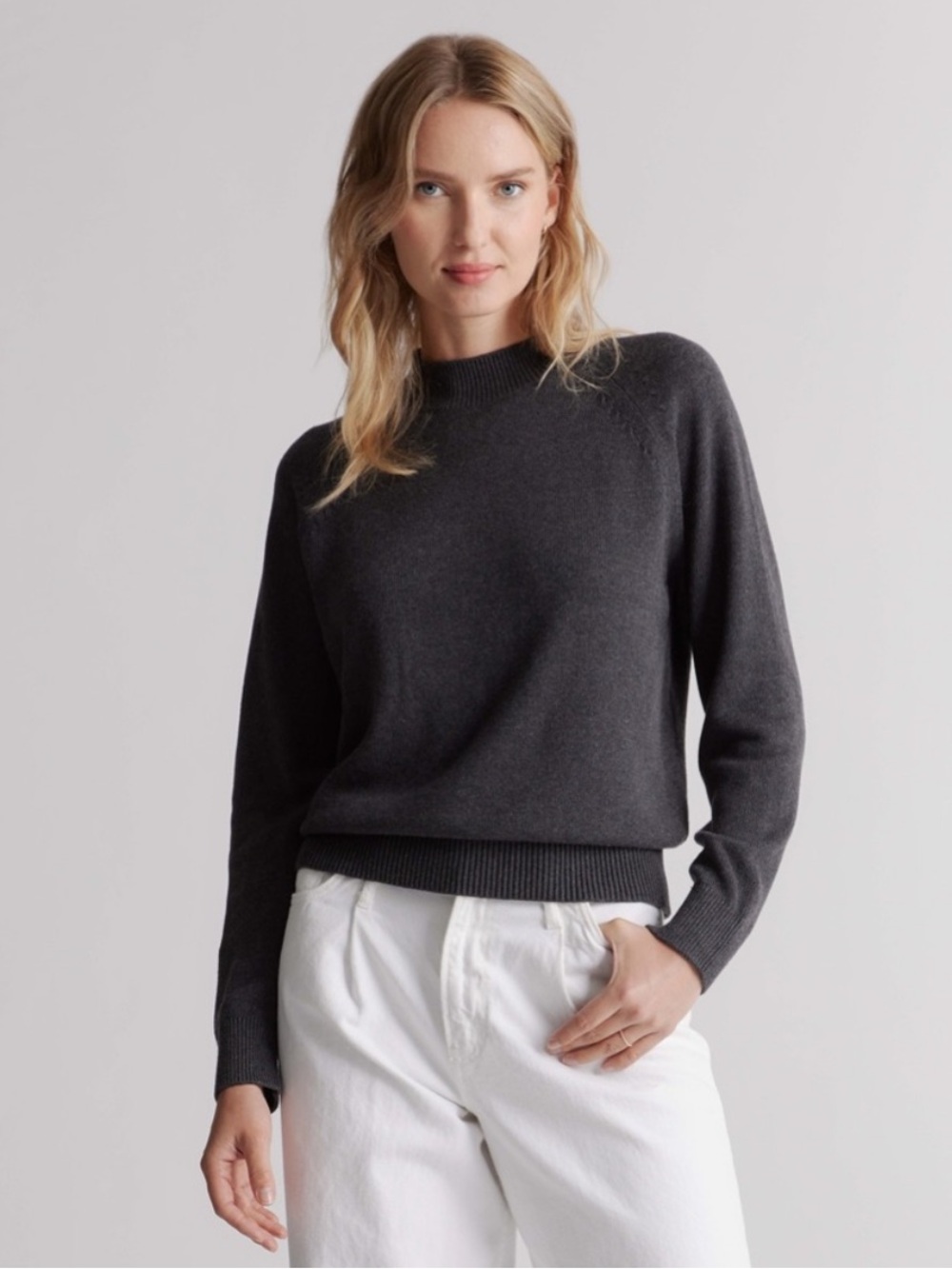 NWT Quince Organic Cotton Mockneck Sweater, medium